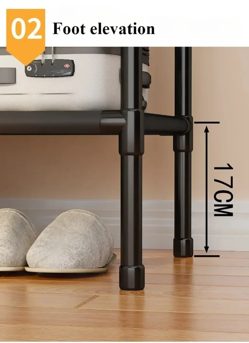 Portant à Vêtements Double Rangée avec Étagères – Grande Capacité pour Vêtements et Chaussures