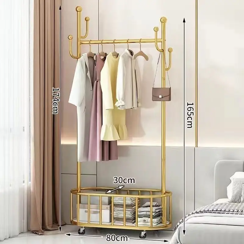 Portant mobile épaissi avec panier de rangement — sur pied à roulettes (4 crochets)