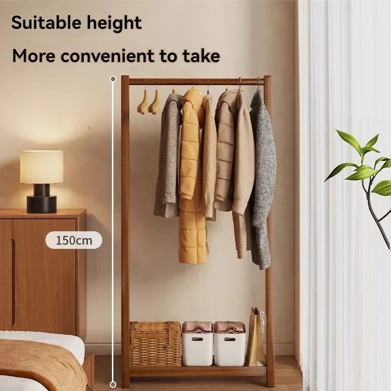 Portant compact en bambou — petit porte-vêtements de chevet/dortoir