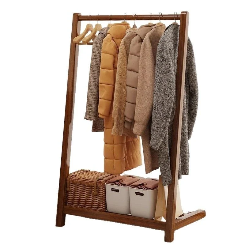 Portant compact en bambou — petit porte-vêtements de chevet/dortoir