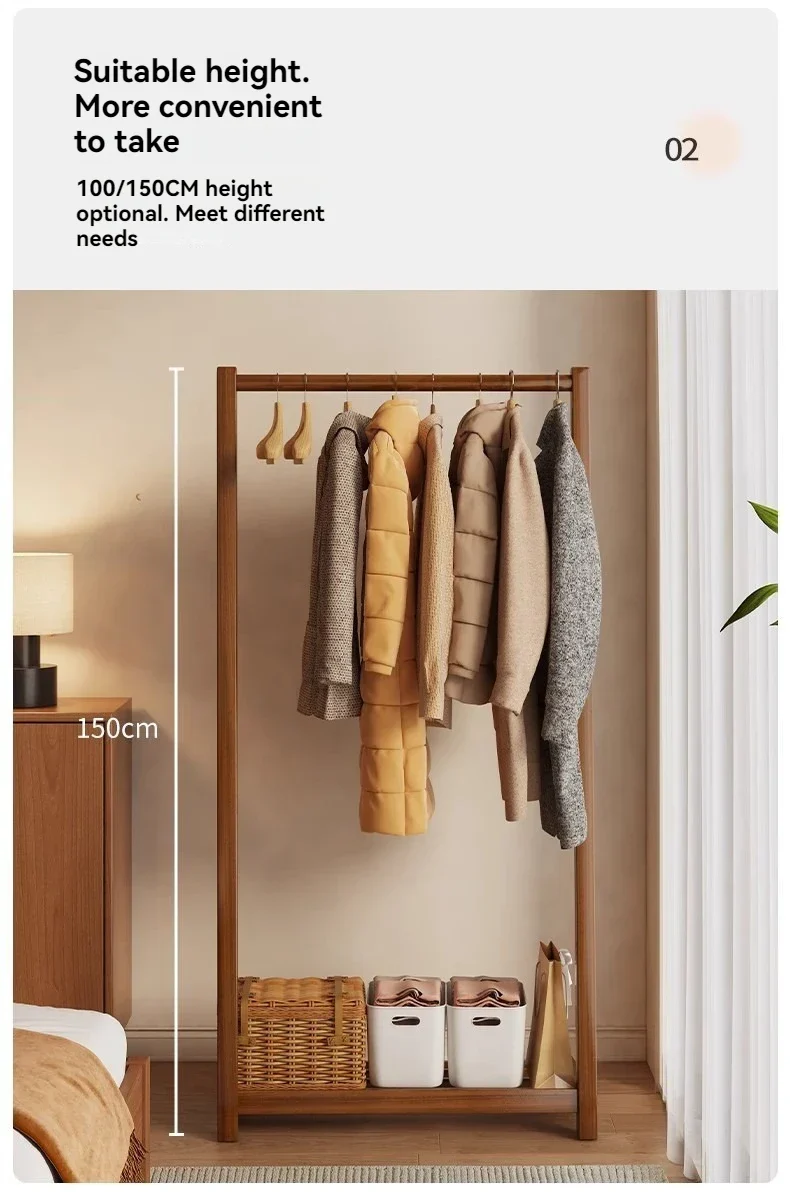 Portant compact en bambou — petit porte-vêtements de chevet/dortoir