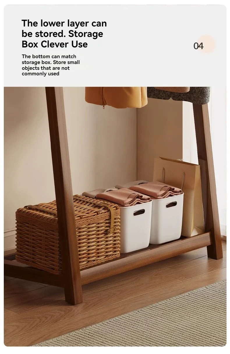 Portant compact en bambou — petit porte-vêtements de chevet/dortoir
