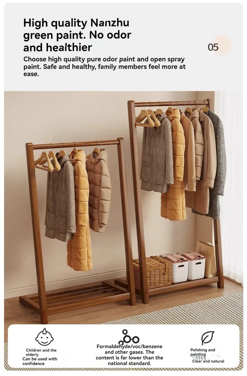 Portant compact en bambou — petit porte-vêtements de chevet/dortoir