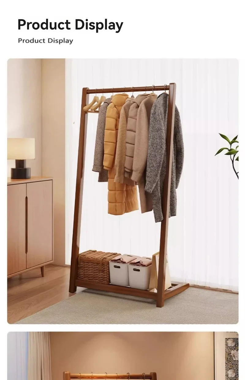 Portant compact en bambou — petit porte-vêtements de chevet/dortoir