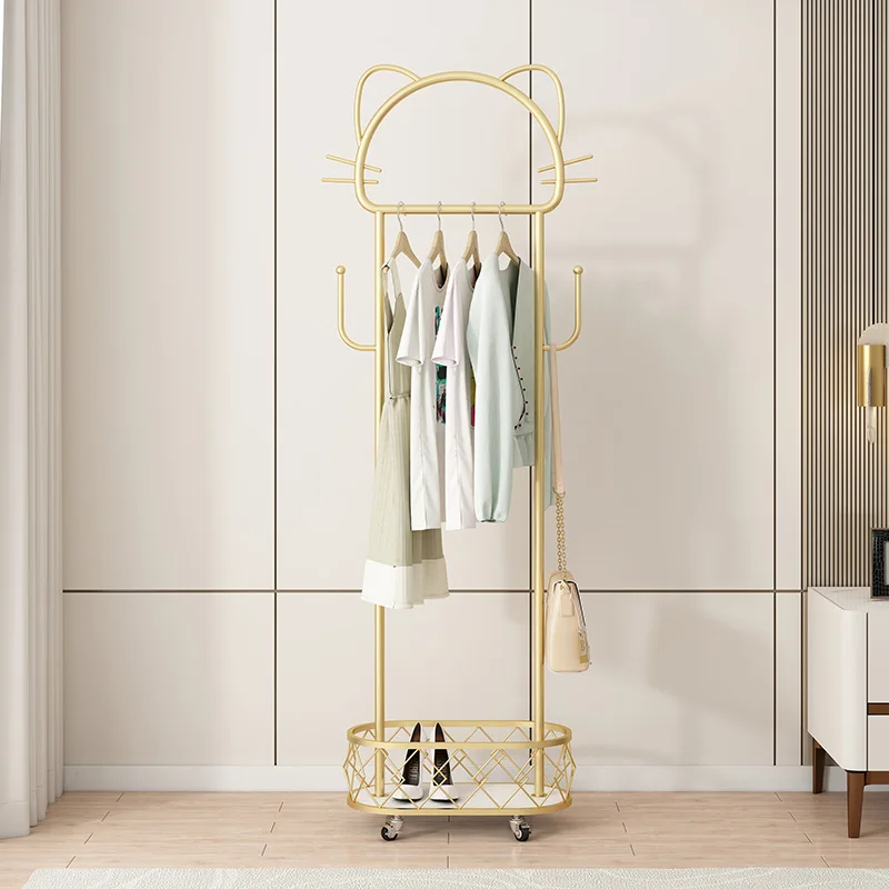 Portant mobile « light luxury » sur roulettes — séchoir/porte-manteaux pliable et extensible en acier inox (OIMG)