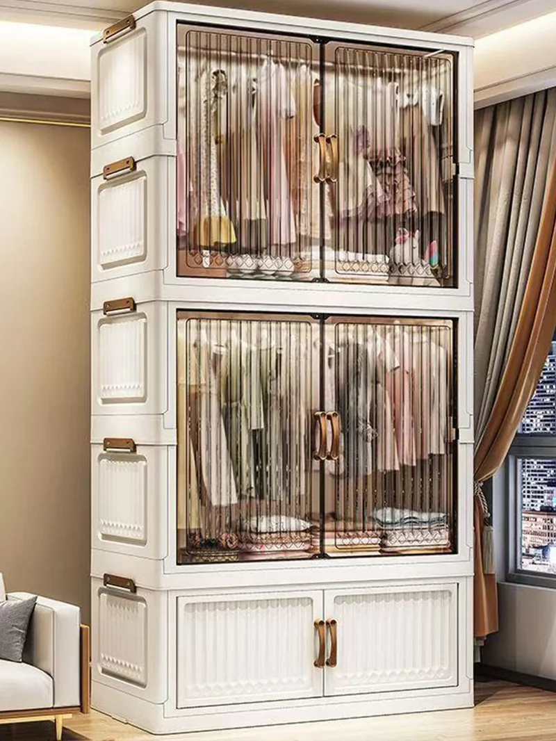 Armoire pliante 70/80 cm en polypropylène — grande capacité, anti-poussière, rangement pour vêtements