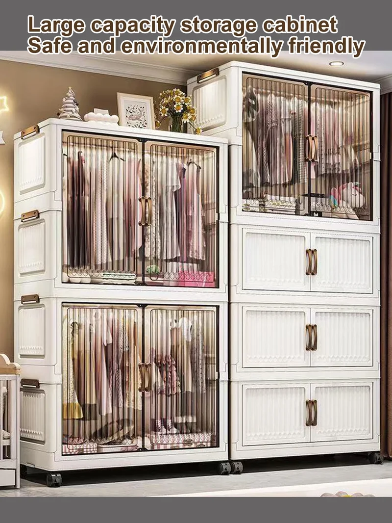 Armoire pliante 70/80 cm en polypropylène — grande capacité, anti-poussière, rangement pour vêtements