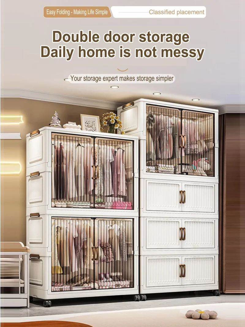 Armoire pliante 70/80 cm en polypropylène — grande capacité, anti-poussière, rangement pour vêtements