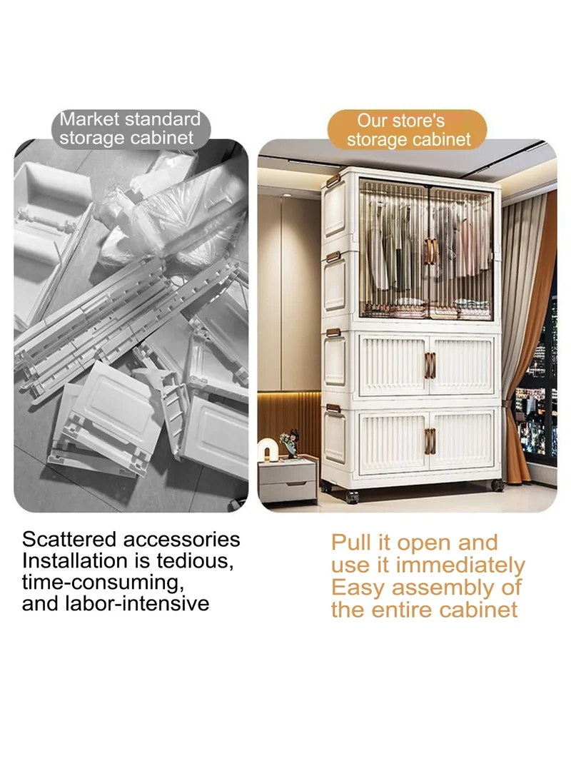 Armoire pliante 70/80 cm en polypropylène — grande capacité, anti-poussière, rangement pour vêtements