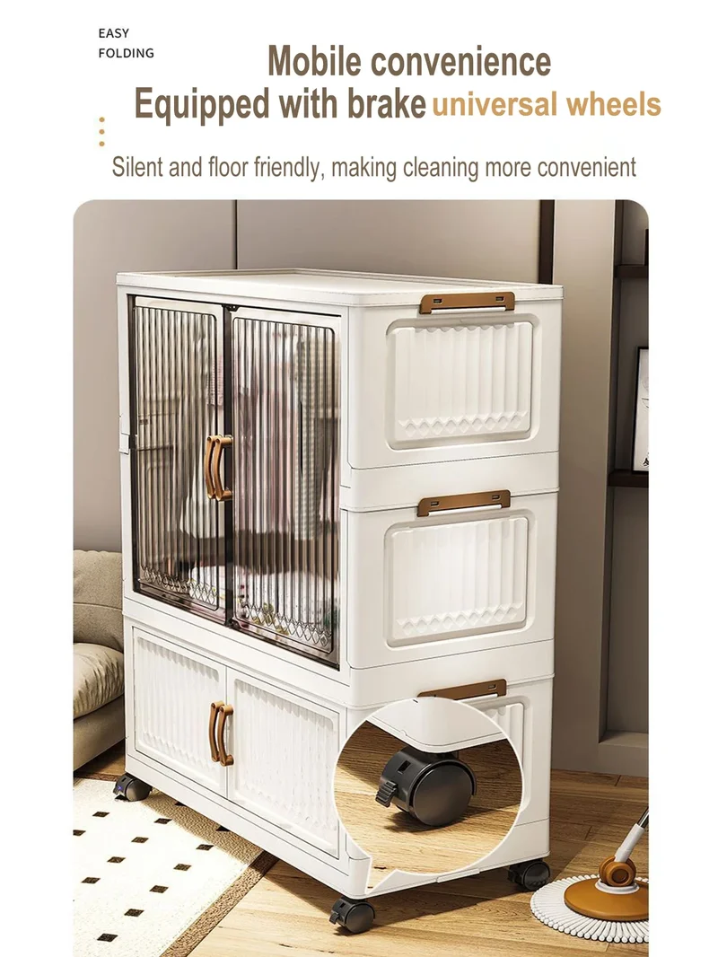 Armoire pliante 70/80 cm en polypropylène — grande capacité, anti-poussière, rangement pour vêtements