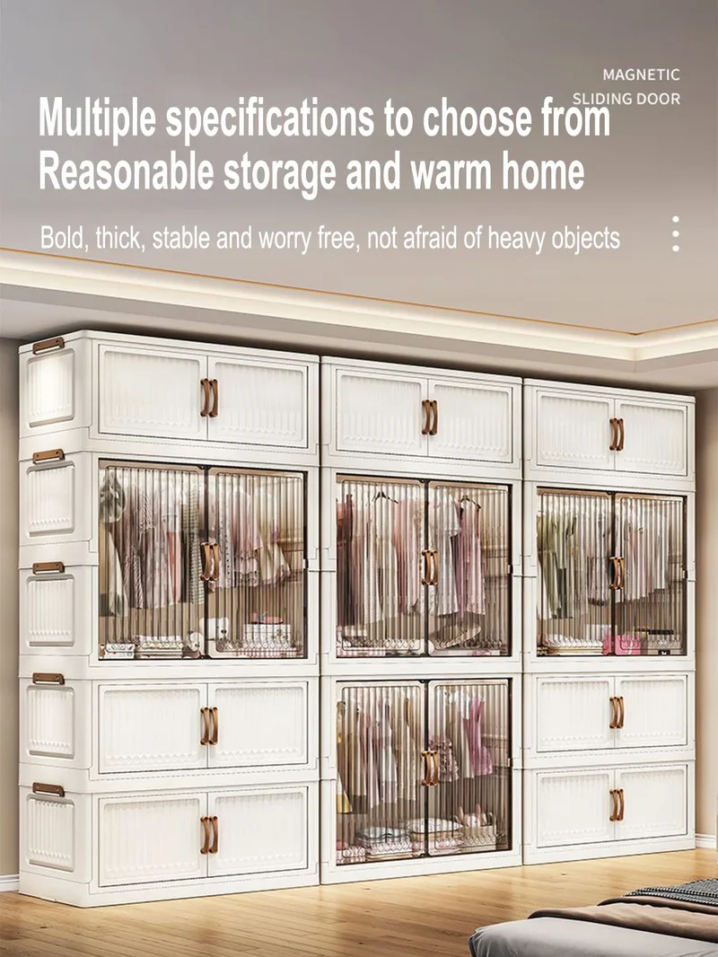 Armoire pliante 70/80 cm en polypropylène — grande capacité, anti-poussière, rangement pour vêtements