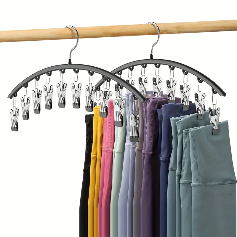 Cintre courbé en métal avec 10 pinces — organiseur pour leggings et pantalons