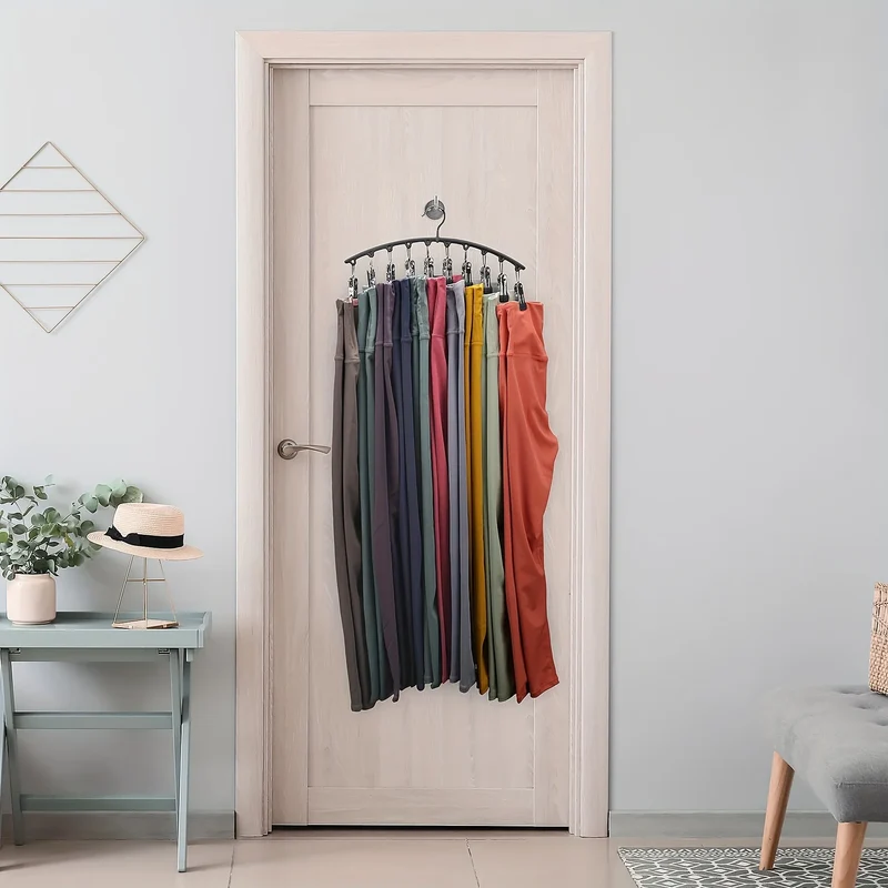 Cintre courbé en métal avec 10 pinces — organiseur pour leggings et pantalons