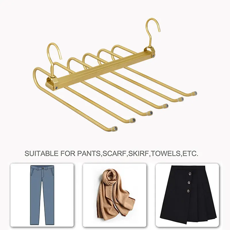 Porte-pantalons « magique » 6-en-1 en acier inoxydable — rotatif et pliable