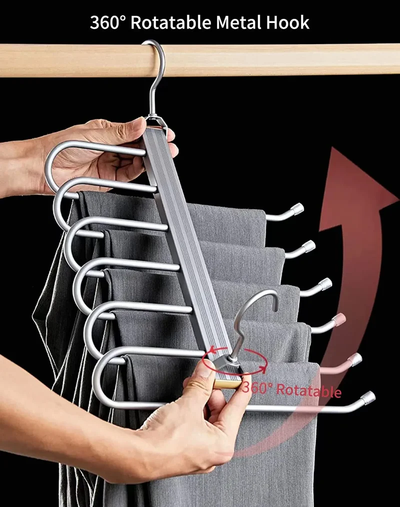 Porte-pantalons 6 niveaux en aluminium — gain de place pour penderie