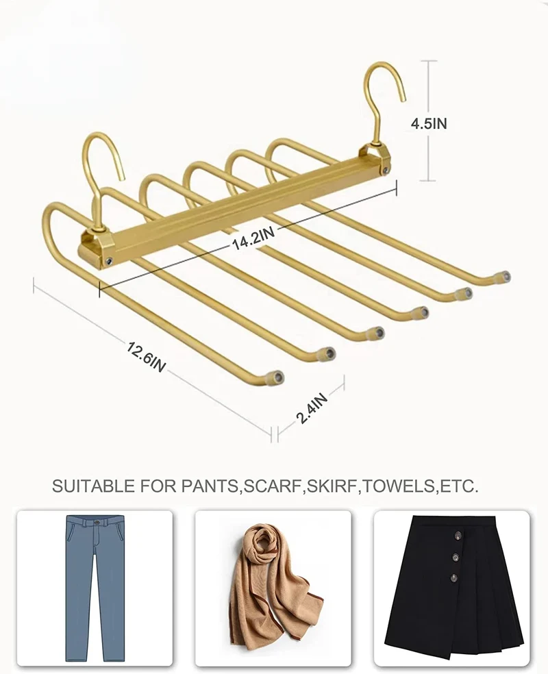 Porte-pantalons 6 niveaux en aluminium — gain de place pour penderie