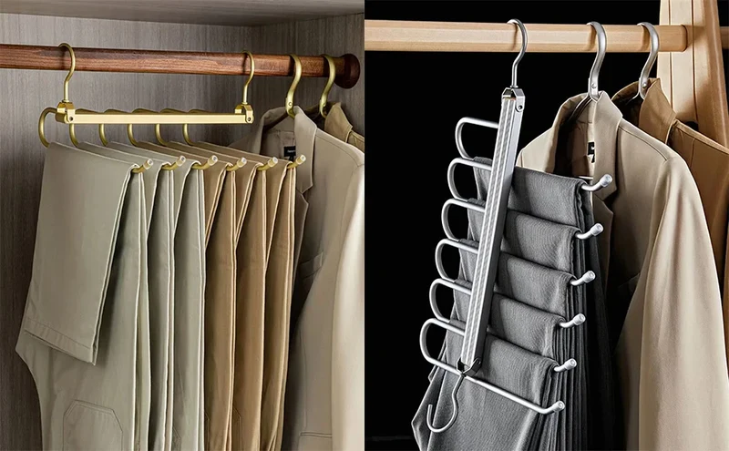 Porte-pantalons 6 niveaux en aluminium — gain de place pour penderie
