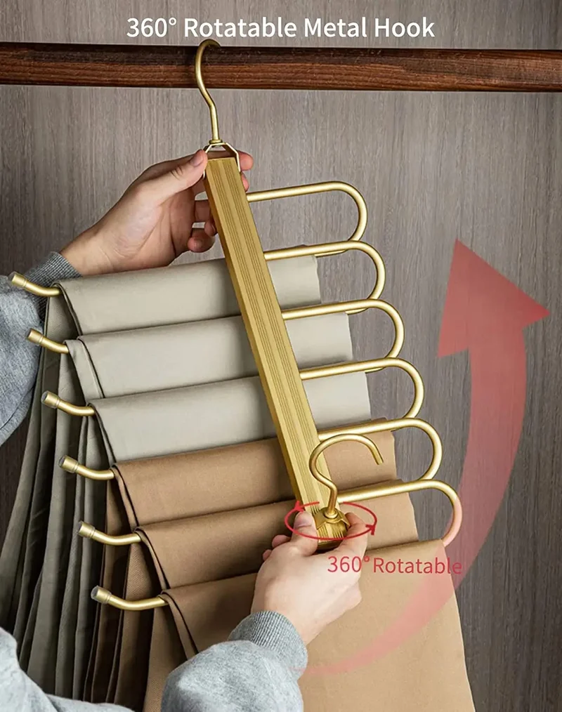 Porte-pantalons 6 niveaux en aluminium — gain de place pour penderie
