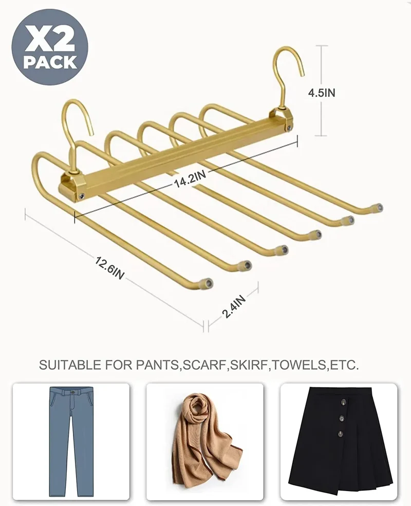 Porte-pantalons 6 niveaux en aluminium — gain de place pour penderie