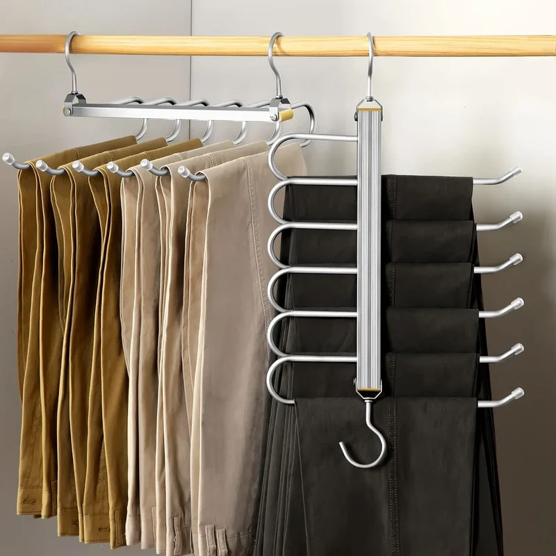Porte-pantalons 6 niveaux en aluminium — gain de place pour penderie