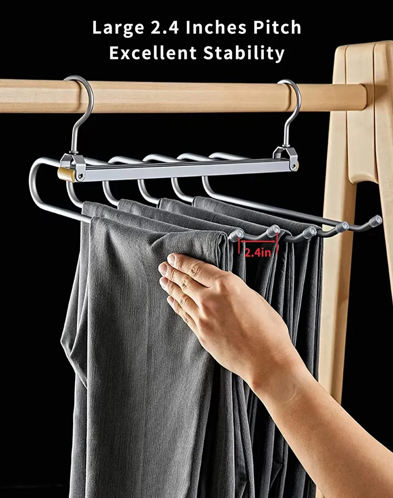 Porte-pantalons 6 niveaux en aluminium — gain de place pour penderie