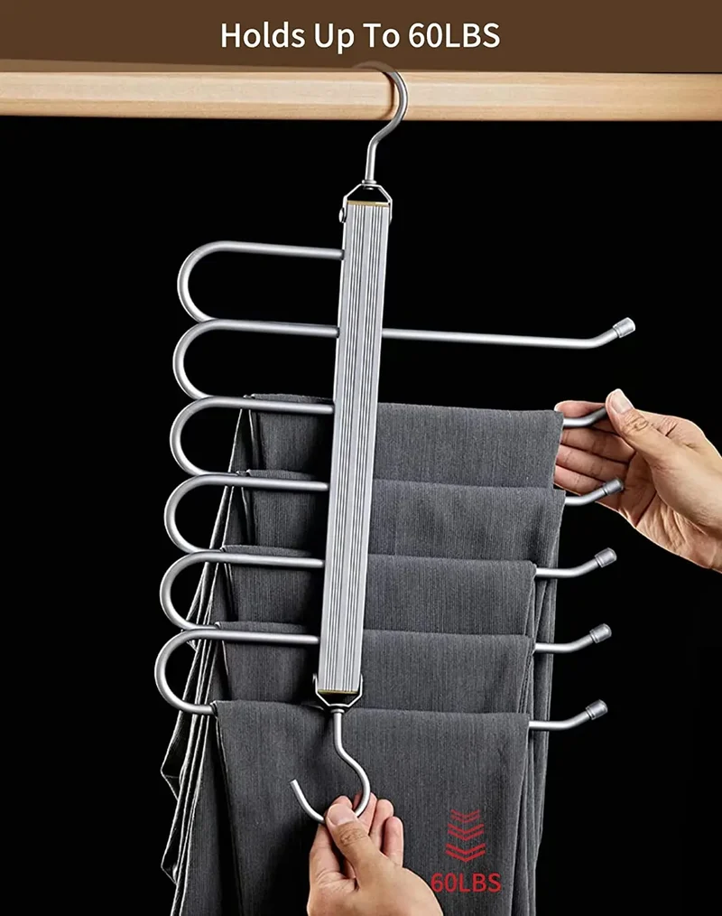 Porte-pantalons 6 niveaux en aluminium — gain de place pour penderie