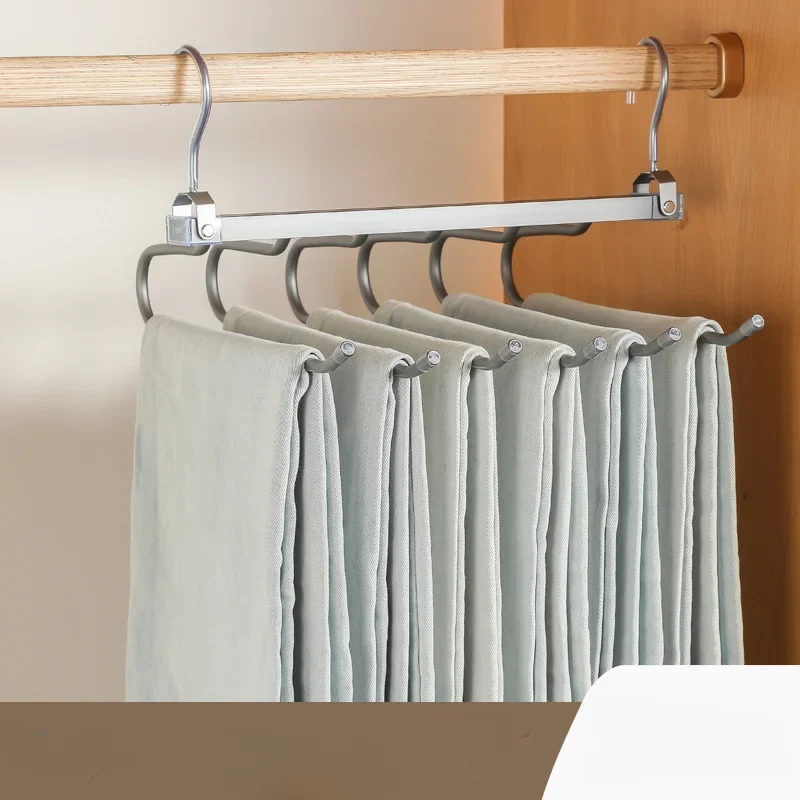 Porte-pantalons 6 niveaux en aluminium — gain de place pour penderie