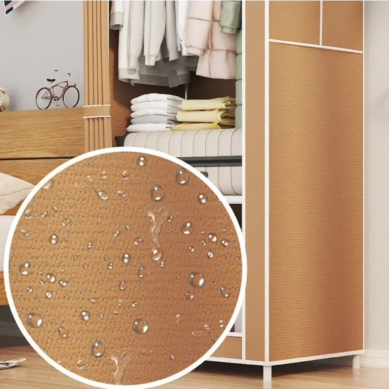 Armoire en tissu pliable avec rideau — montage facile, rangement anti-poussière (56 × 44 × 146 cm)