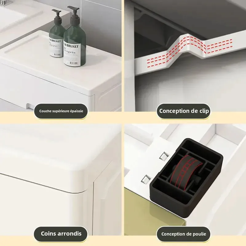 Commode de rangement modulable 3 à 7 tiroirs – polypropylène, anti-poussière (vêtements)