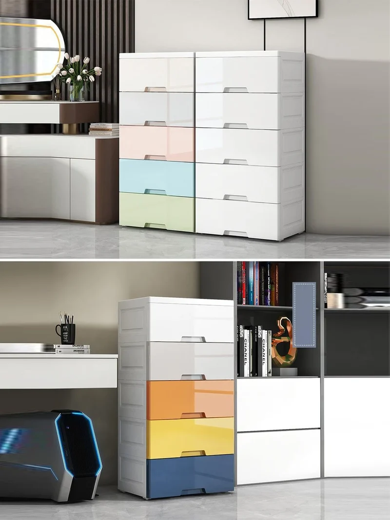 Commode de rangement modulable 3 à 7 tiroirs – polypropylène, anti-poussière (vêtements)