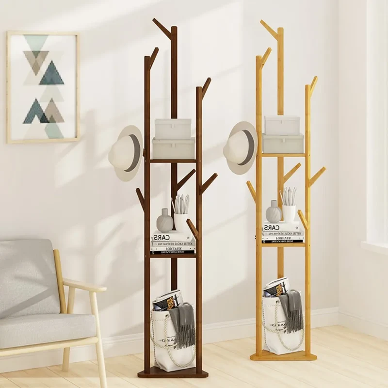 Portant vertical en bambou – 8 crochets, chambre & salon