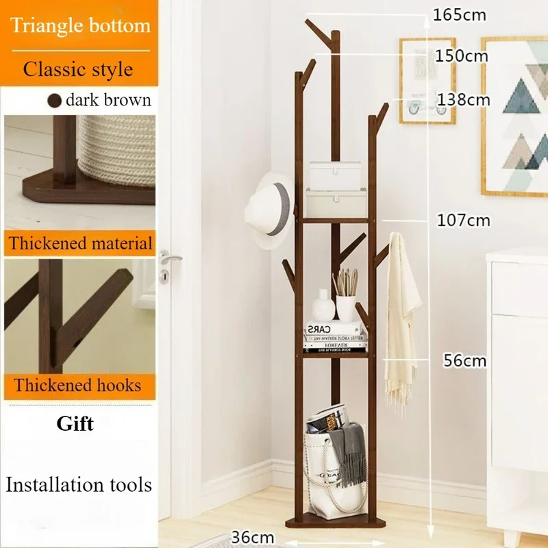 Portant vertical en bambou – 8 crochets, chambre & salon