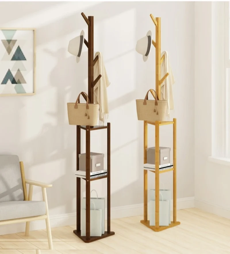 Portant vertical en bambou – 8 crochets, chambre & salon