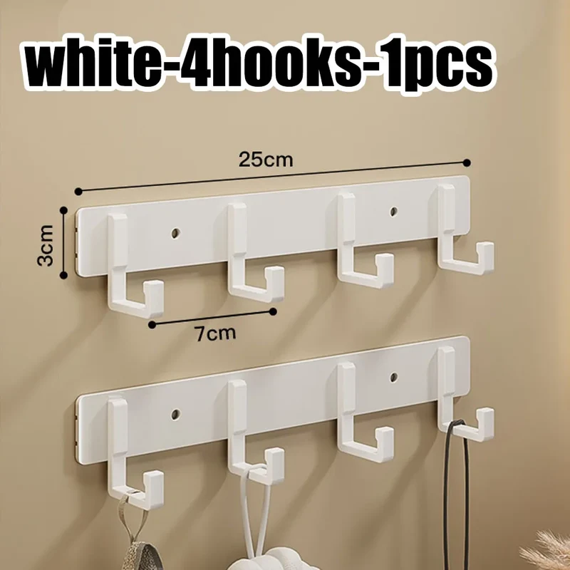 Barre de crochets murale adhésive en aluminium – grande capacité (> 7 crochets)