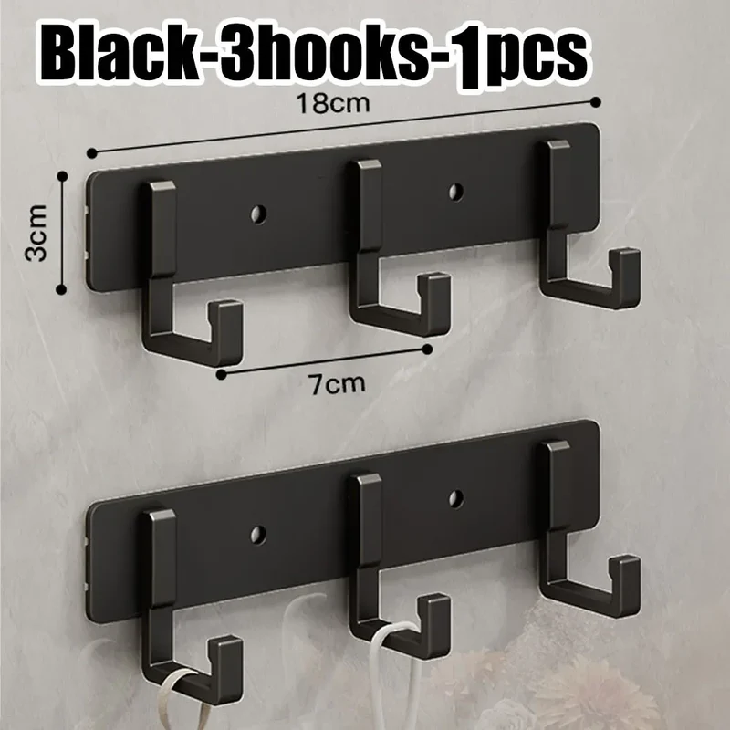 Barre de crochets murale adhésive en aluminium – grande capacité (> 7 crochets)