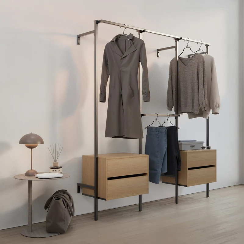 Frame Walk-In 3 colonnes avec commodes - (1 rail + 1 commode / 2 rails / 1 rail + 1 commode)