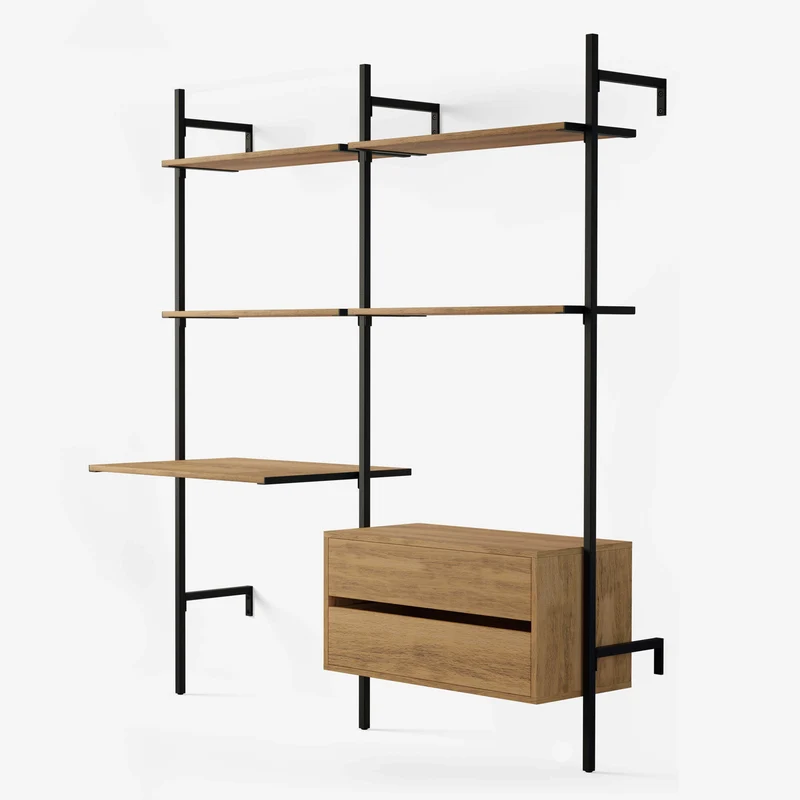 Frame Walk-In 2 colonnes système d'étagères avec bureau - (2 étagères + 1 bureau / 2 étagères + 1 commode)
