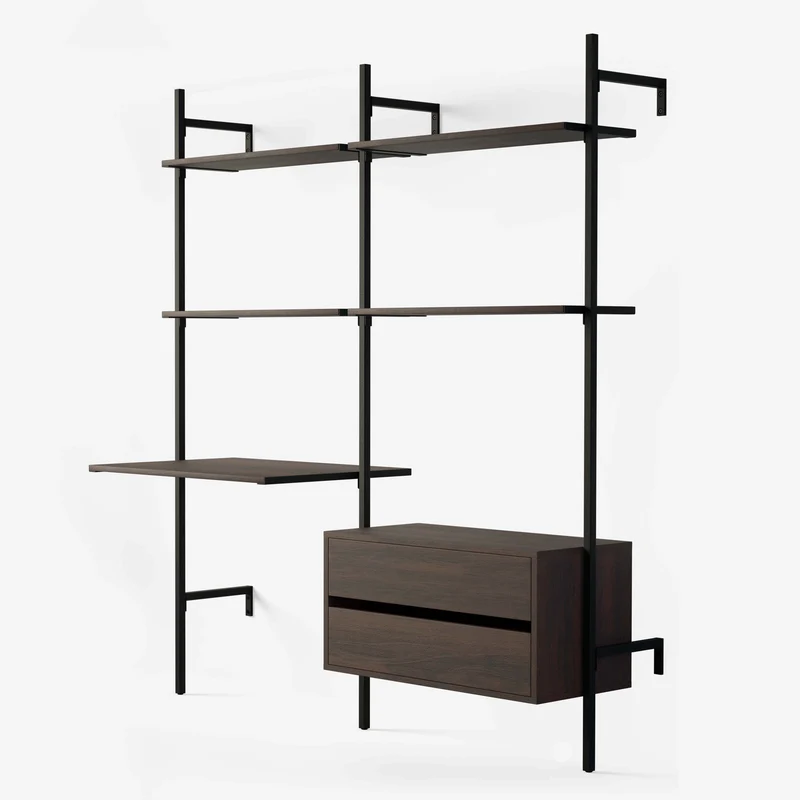 Frame Walk-In 2 colonnes système d'étagères avec bureau - (2 étagères + 1 bureau / 2 étagères + 1 commode)
