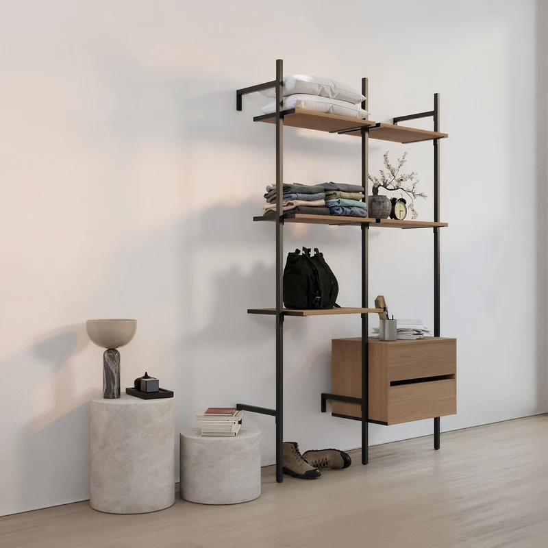 Frame Walk-In 2 colonnes système d'étagères avec bureau - (2 étagères + 1 bureau / 2 étagères + 1 commode)