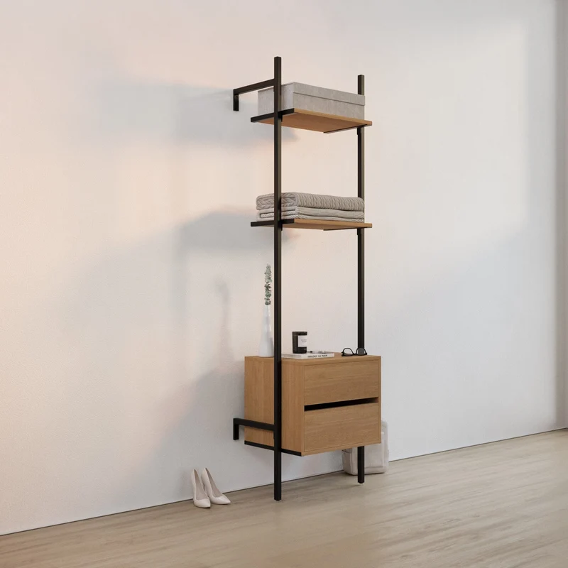 Frame Walk-In 1 colonne système d'étagères avec commode - (2 étagères + 1 commode)