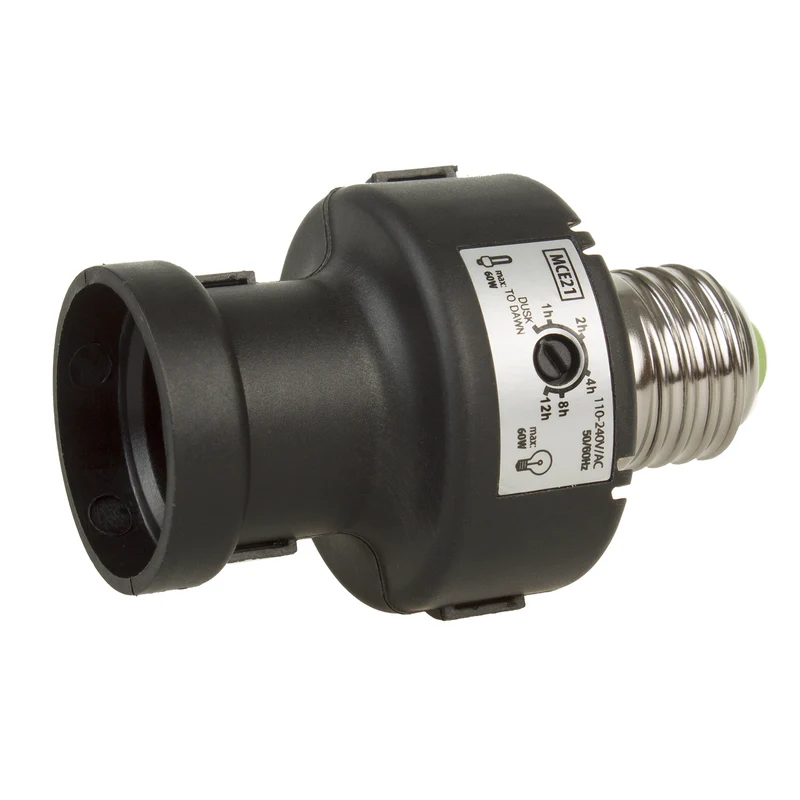 Maclean E27 Light Bulb Socket, 100W, with Twilight Sensor and Timer, MCE21B, 4 pieces