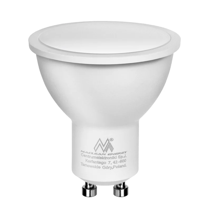 Maclean surface mount / tube luminaire, spot, round, aluminum, GU10, 55x130mm, white, MCE361 W+LED bulb GU10 7W Maclean Energy MCE437 WW warm white 3000K, 220-240V~, 50/60Hz, 490 lumens