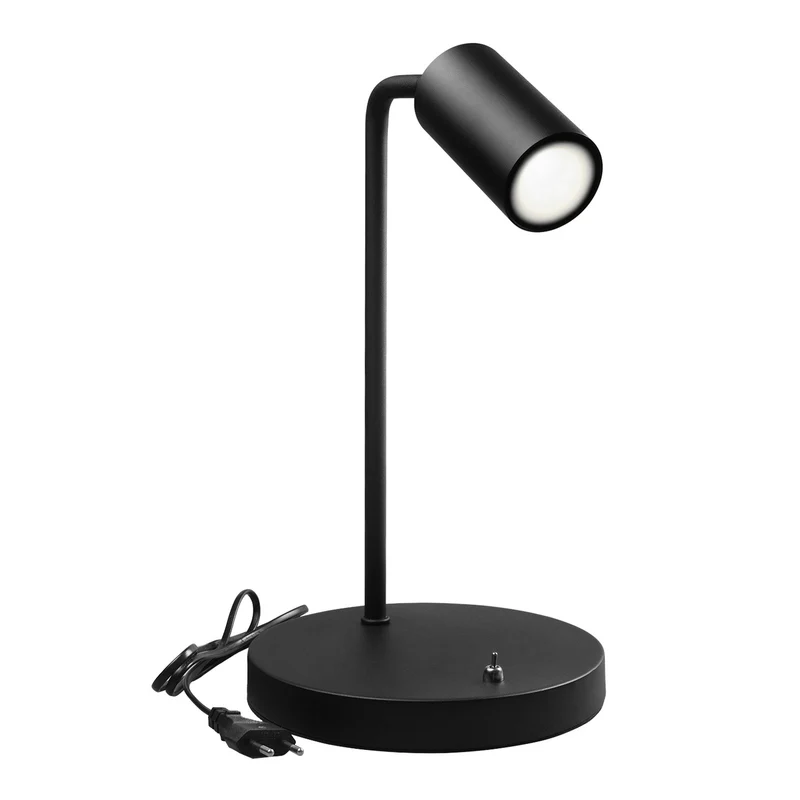 Maclean GU10 desk lamp, spot, round, GU10, with 55x90mm switch, black color, MCE370 B +LED bulb GU10 7W Maclean Energy MCE437 WW warm white 3000K, 220-240V~, 50/60Hz, 490lm