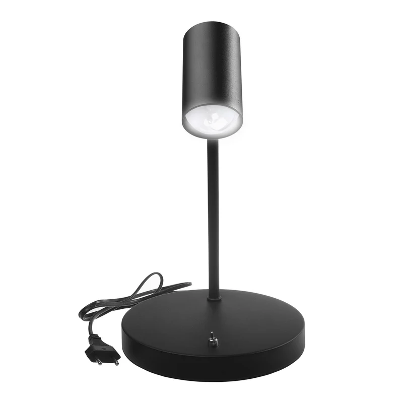 Maclean GU10 desk lamp, spot, round, GU10, with 55x90mm switch, black color, MCE370 B +LED bulb GU10 7W Maclean Energy MCE437 WW warm white 3000K, 220-240V~, 50/60Hz, 490lm