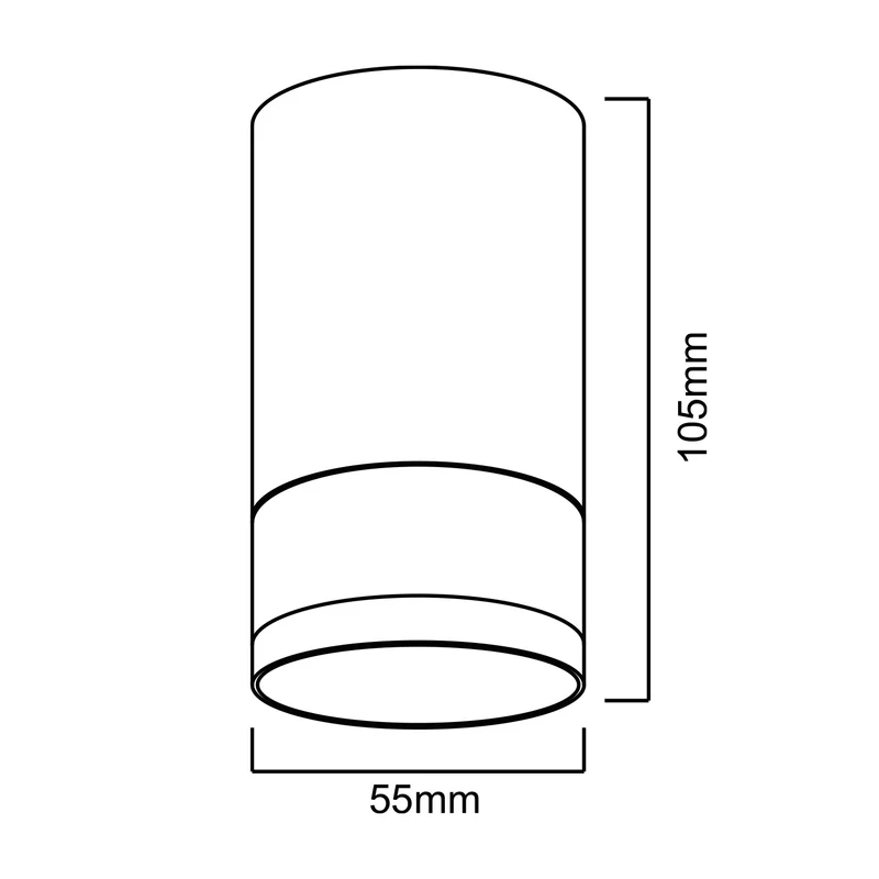 Maclean surface-mounted luminaire / tube, spot, round, aluminum, GU10, 55x130mm, black color, MCE361 B + LED bulb GU10 7W Maclean Energy MCE437 WW warm white 3000K, 220-240V~, 50/60Hz, 490 lm