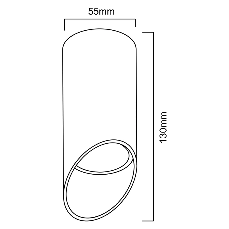 Maclean surface-mounted luminaire / tube, spot, round, aluminum, GU10, 55x130mm, black color, MCE360 B+LED bulb GU10 7W Maclean Energy MCE437 WW warm white 3000K, 220-240V~, 50/60Hz,