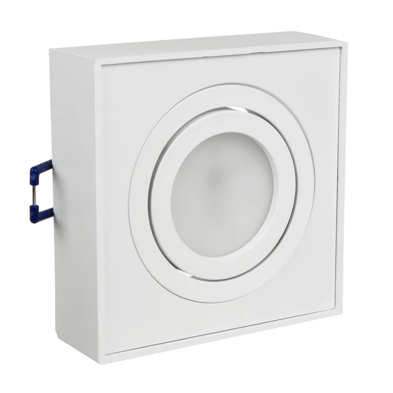 Maclean MCE464W LED Recessed Spotlight Ceiling Light 7W 560 Lumens 3000K Warm White GU10 Recessed Frame IP20 (Square Including Bulb, White)