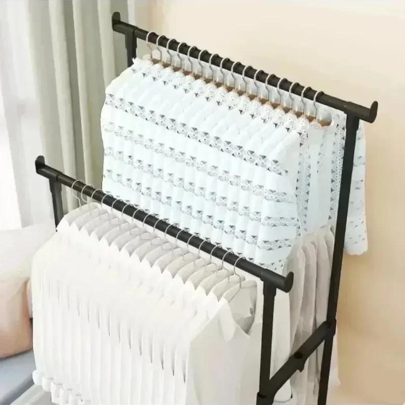 Portant Télescopique Double à Roulettes – Organisateur Mobile et Spacieux pour Chambre et Dressing
