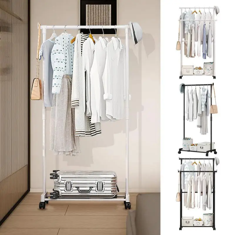 Portant Mobile à Roulettes– Organisateur Compact pour Chambre, Balcon et Entrée