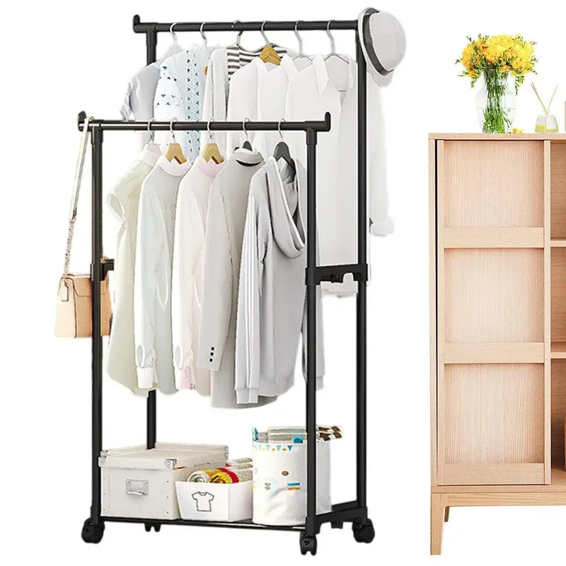 Portant Mobile à Roulettes– Organisateur Compact pour Chambre, Balcon et Entrée